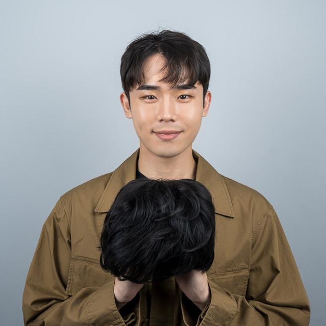 가발닷컴 시스루 댄디 C컬 탈모극복 인조모 남자 전체가발, 1개, 1. 내츄럴블랙 L사이즈