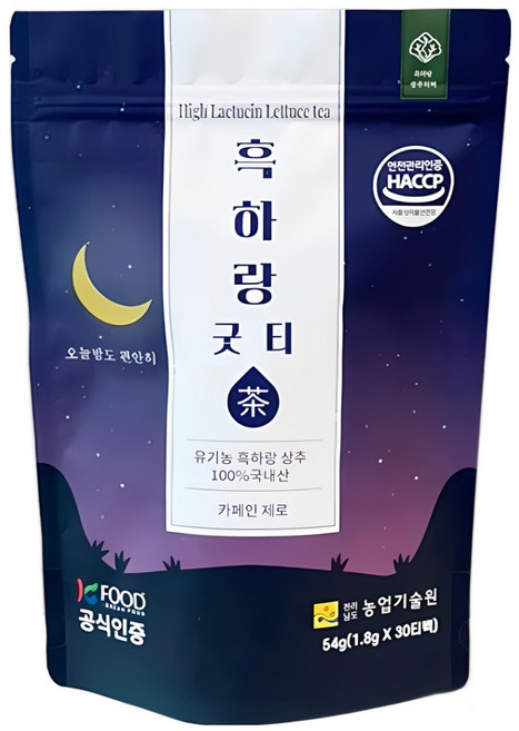 국내산 농협 흑하랑 굿드림티 유기농 상추차 대용량 30티백, 30개입, 54g, 1개, 1.8g