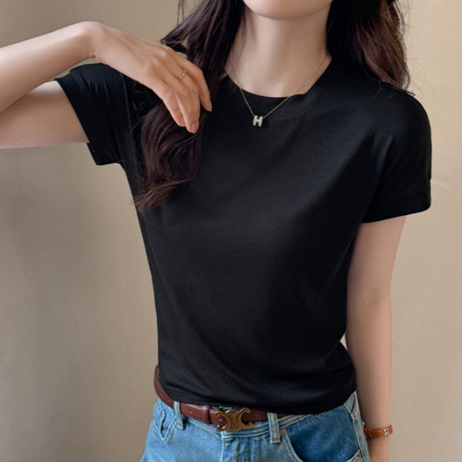 씨엠 여성 텐셀 반팔티 무지 기본티