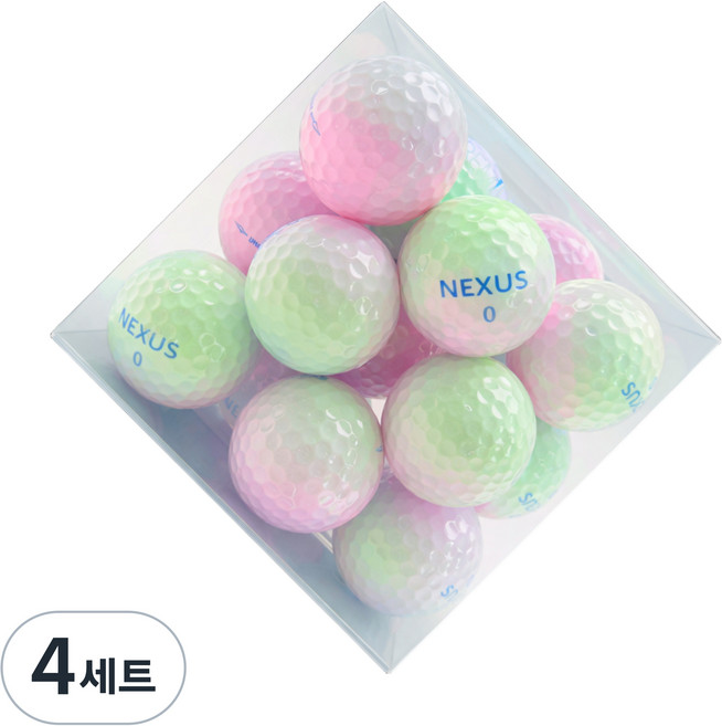 넥서스 프리미엄 2PC 캔디골프공 지퍼백 고성능 비거리 선물용 골프공, 4세트, 12개입, 핑크/그린