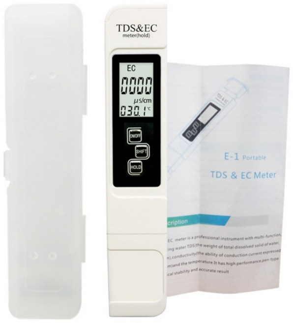 水質檢測筆 TDS EC 飲用水檢測 水耕栽培 電導度 水溫計, 白色-塑盒裝, 1個