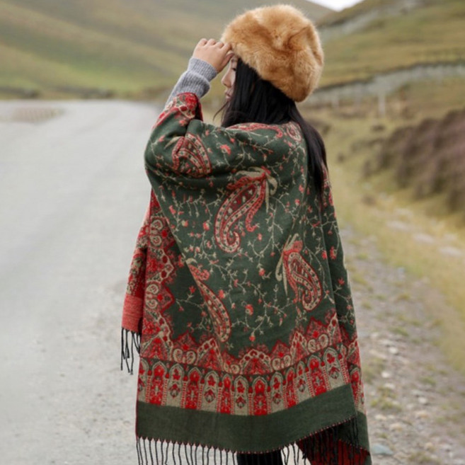 캠핑망토 몽골망토 판쵸 판초 에스닉 담요 어깨숄 여행 블랭킷(기모수면양말 포함)