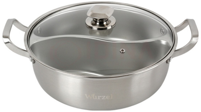 반반냄비 캠핑냄비 인덕션반반냄비 나눠진냄비 2개끓이는 훠거 이유식 가족 패밀리 두가지끓이는 냄비 샤브샤브 가정용 집들이냄비, 28cm, 1개