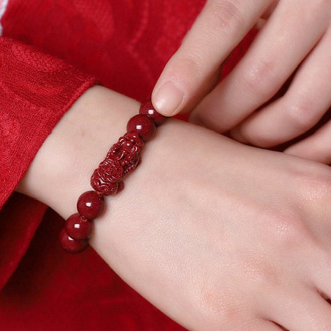 sambuever 경면주사 쌍비휴 염주 팔찌 원석 행운 부적 액막이 불교 금전운 재물운 좋은기운 행운팔찌 자금사 액운막이 삼재 주사 팔찌 + 사은품