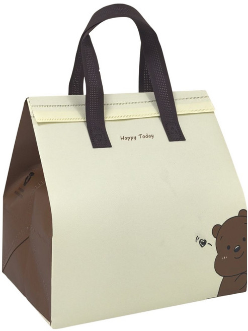 smileorange 보냉가방 보냉백 도시락 보냉백(미니/소형/중형/대형) 은박 보온보냉 테이크아웃 커피 쿨러백 일회용/재사용 아이스가방, 10개, 행복한 곰