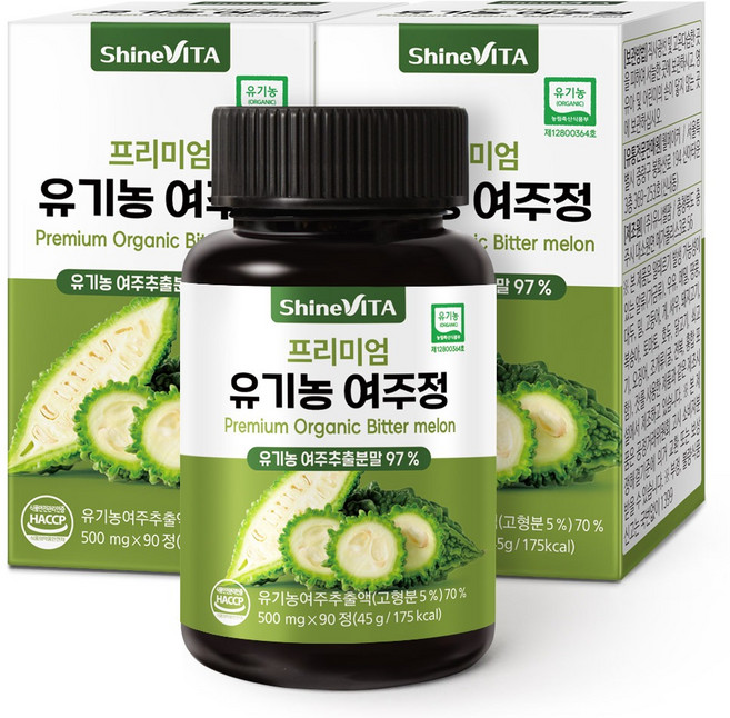 샤인비타 프리미엄 국내산 유기농 여주정 여주환 여주추출분말 97%, 2개, 90정