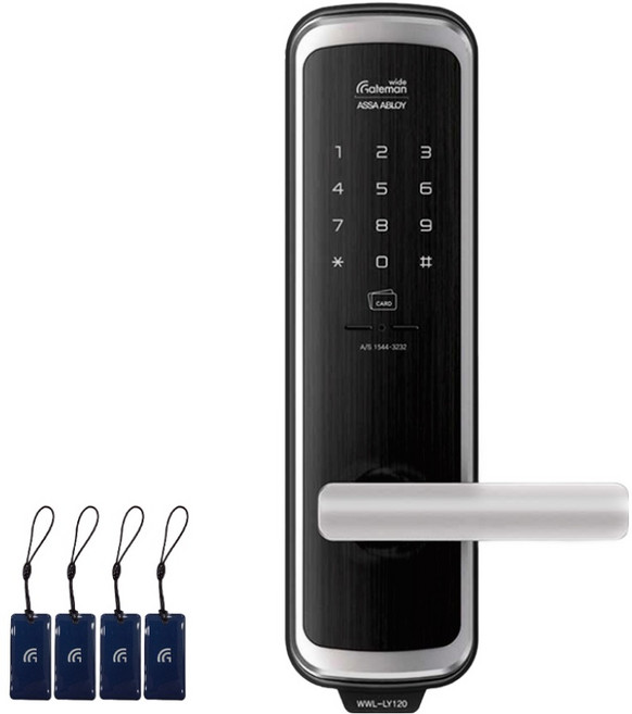 A지역 설치포함 게이트맨 WWL-LY120 주키 핸들형 현관문 디지털 카드키 도어락 아파트 번호키 + 카드키 4개, 설치의뢰 B지역, 방문설치