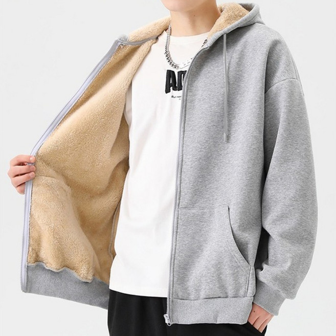 루이벤 남여공용 양털 오버핏 후드집업 2color / 겨울 후드집업