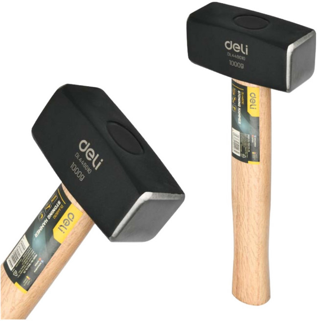 델리툴즈 우드 나무 손잡이 돌망치 오함마 파쇄 철거 중망치 1kg, 1개, 돌망치 1kg_우드 핸들 (DL448010)