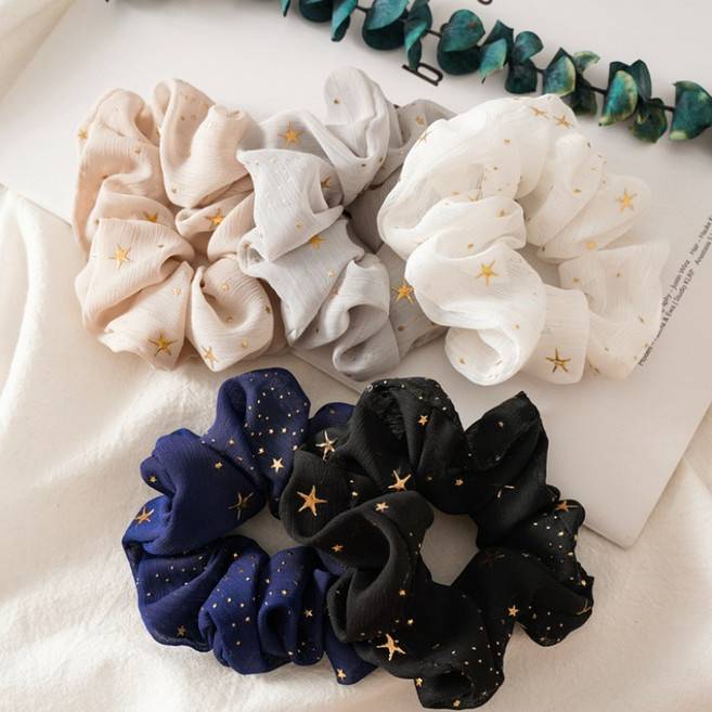 [5종세트] 별장식 매쉬 곱창밴드 시원한 재질 곱창 머리끈