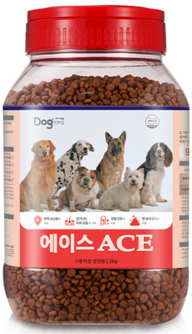 도그랑 어덜트 강아지 에이스 건식사료, 닭, 2kg, 1개