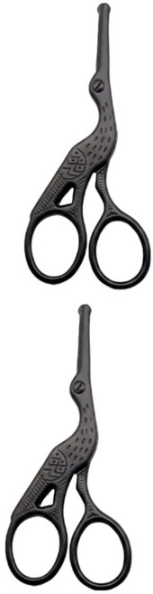 이지앤코 둥근날 스텐 안전한 코털가위, 1세트, 블랙+블랙