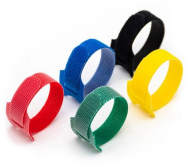 세이프티 벨크로 전선정리 케이블 타이 100개세트 5개컬러혼합