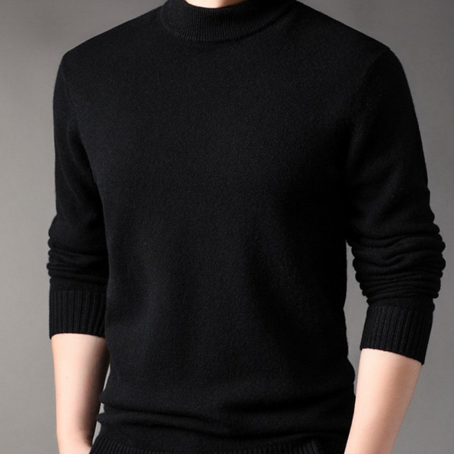 남성용 캐시미어100% 반목폴라 니트 겨울 기본핏 긴팔 스웨터