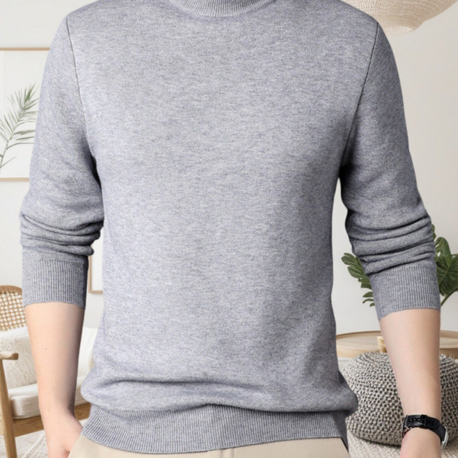 THE G&G남성 반폴라 순색 무지 긴팔니트 캐주얼 스웨터-LL