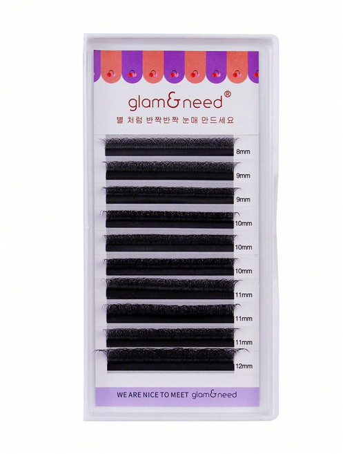 glam&need 속눈썹 연장 3D 래쉬 0.07mm C컬 전문시술용 전문가용 속눈썹, 1개, 8-12mm C