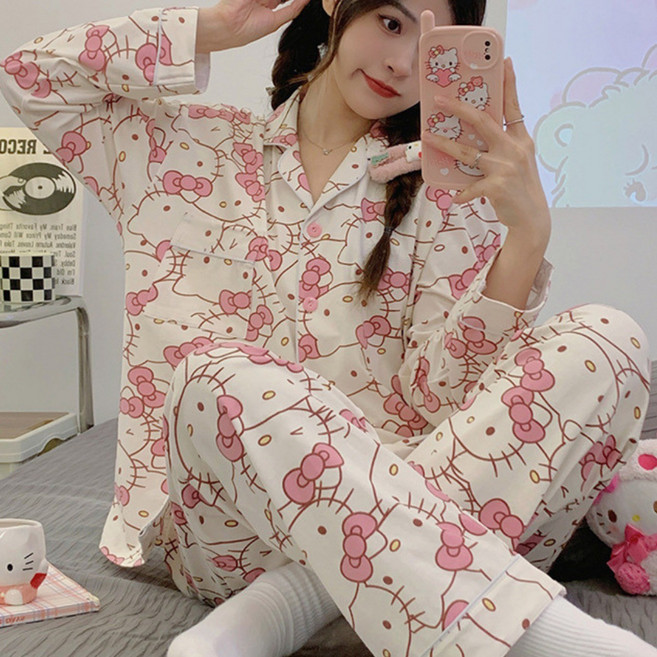 (잠옷대장) 헬로키티 여성 잠옷 파자마 긴팔 상하세트 4055