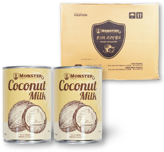 아시안팩토리 몬스터 코코넛밀크 400ml 태국 직수입 생어거스틴 식자재마트, 24개