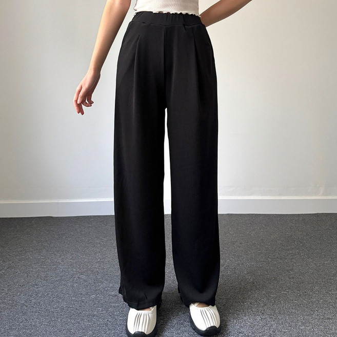 언더샤인 여성용 원턱 밴딩 와이드 일자 조거 슬랙스 바지