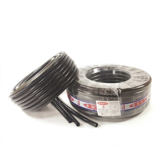 국산 흑편사호스 15mm-50m 검정 편사 호스 물호스 세차 수도 고압 호스, 1개