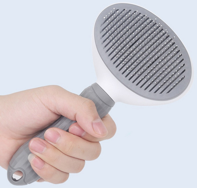 개냥아치 반려동물 부드러운 저자극 원터치 브러쉬 빗, 1개, 그레이