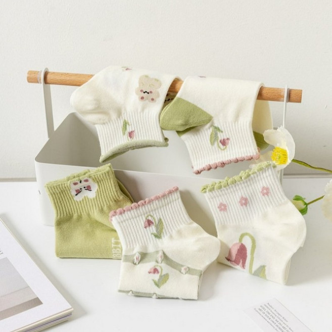 [10개1세트] 보리보리 여성용 봄 여름 패션 단목 양말 10종 세트