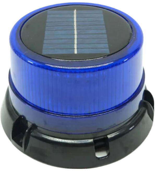 경광등 태양광 무선 충전 LED 경고등 흡착판 자석, 블루, 1개