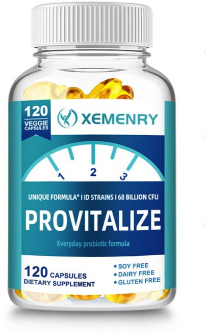 프로바이오틱스 68억 CFU와 우수한 성분의 건강 캡슐 프로바이오틱스 블렌드 우르커민 모링가 커리 리프 소화 건강 지원 면역력 강화 전신 밸런스 조절, 1개, 60정