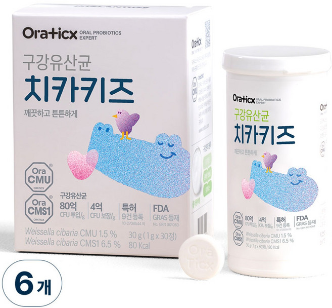 오라틱스 치카키즈 어린이 구강유산균, 30정, 6개