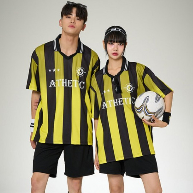싸커 엠블럼 풋볼져지 옐로우블랙 남여공용 블록코어 축구반티