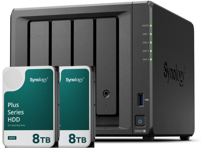 [ 시놀로지 공식총판 ] 시놀로지 나스 DS925+4bay [16TB]HAT3320-8TBX2EA 합본 기업용 NAS