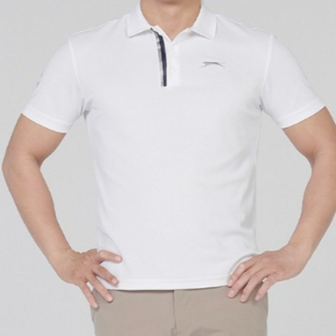 슬레진저 1+1 남성 솔리드 플라켓 배색 스판 카라 반팔 티셔츠