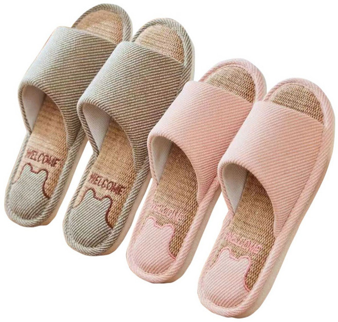 가엔가 1+1 쿨 고양이 린넨 실내 슬리퍼 거실화 실내화 층간소음 방지 여름 심플 거실화