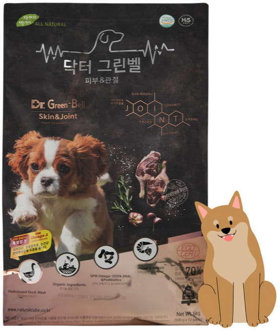 닥터그린벨덕 유기농 강아지 사료 피부 관절 알러지 케어, 오리, 6kg, 1개