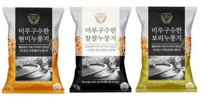 미루구수한누룽지 현미 찹쌀 보리누룽지 3종 국내산100%, 70g, 30개