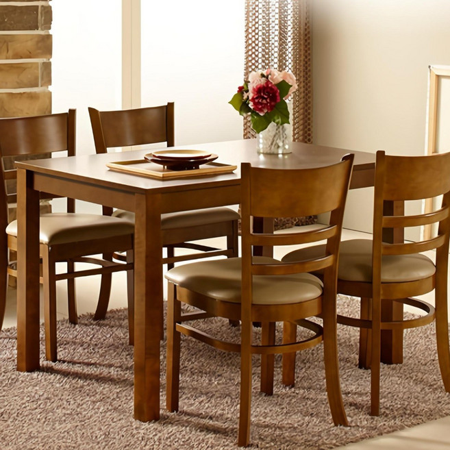 동서가구 베이직WO 4인 식탁 테이블 세트/의자 4개 DF628655, 카카오