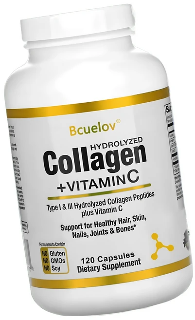 가수분해 콜라겐 펩타이드 + 비타민 C 가수분해 콜라겐 타입 1 및 3 노화 방지 항산화 건강한 모발 피부 손톱 관절 및 뼈 지원, 120캡슐, 120정, 1개 - 쿠팡
