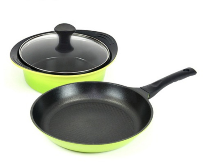 키친아트 실속쿡웨어 2종 PFOA PFOS FREE 전골냄비20 후라이팬28cm 세트, 키친아트 실속 쿡웨어 2종세트, 1개, 그린