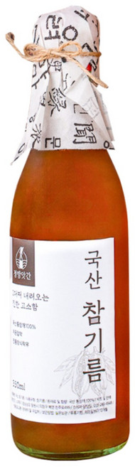 정방앗간 2대며느리의 저온압착 고소한 국산 100% 통참깨 방앗간 참기름, 1개, 350ml