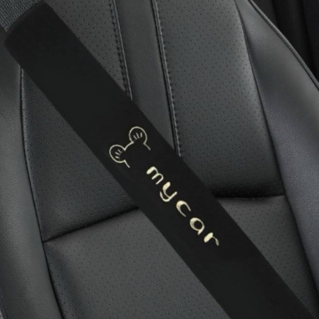 부드럽고 편안한 차량용 안전벨트 커버 블랙 어깨보호 패드, 롱블랙, 2개