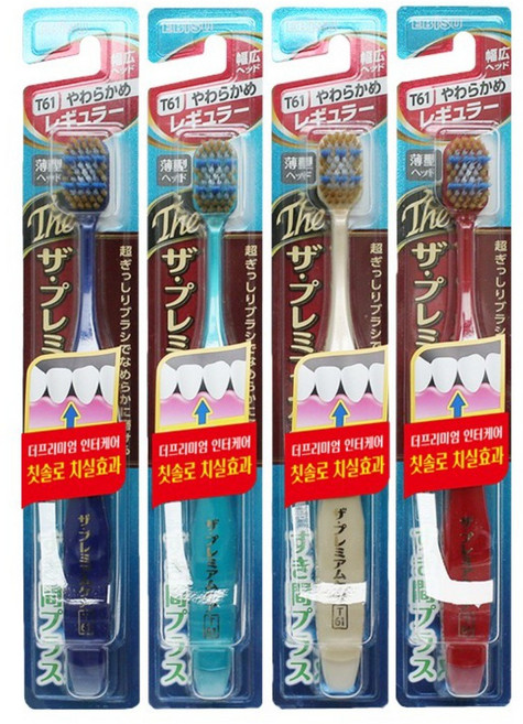 일본 에비스칫솔 더프리미엄케어 인터케어 치실효과 색상랜덤, 1개, 4개입