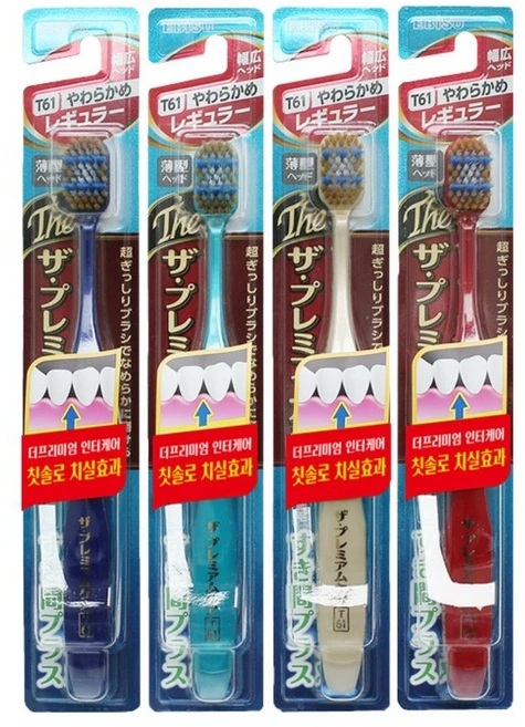 일본 에비스칫솔 더프리미엄케어 인터케어 치실효과 색상랜덤, 1개, 4개입 - 쿠팡