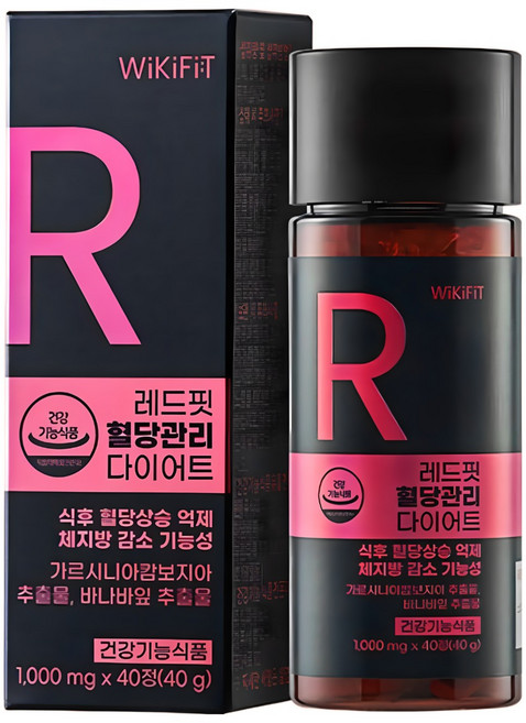 위키핏 레드핏 혈당관리 다이어트 알약 가르시니아 바나바 1000mg, 1개, 40정