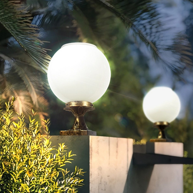 태양광 필라멘트 구슬등 텅스텐 호박등 문주등 벽등, 엔틱 AL 사각 문주등(100mm)(황동), 태양광 필라멘트형-호박(20호), 노란빛