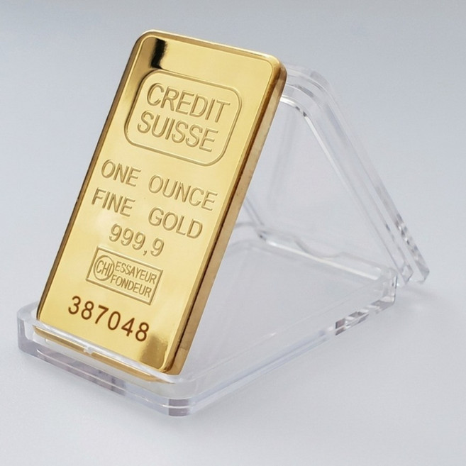 미츠케 스위스 골드 바 모형 기념 주괴 1온스 화폐 수집 서재 인테리어 소품 케이스포함, gold