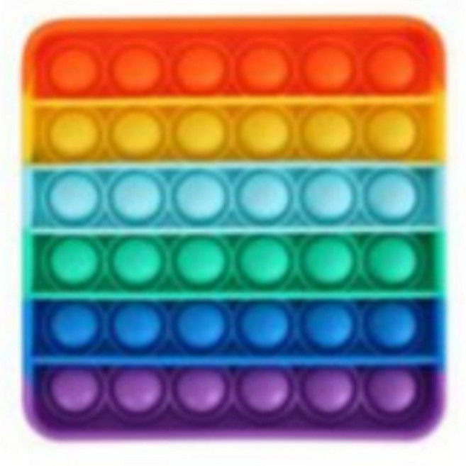 톡톡 푸시팝 버블 모음/ 칼라 무지개색 실리콘완구 피젯 게임완구 레인보우 팝잇 뽁뽁이 31게임 스피드파밍 업다운게임 up&down 말랑이 틱톡게임, 사각무지개, 1개