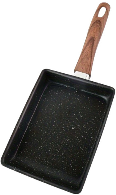 쿠코아 일식 계란말이용 사각 주물 프라이팬 우드 손잡이 가정용 논스틱 코팅 타마고야키 팬, 1개, 36cm