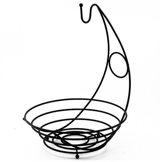 과일바구니 바나나걸이 과일 거치대 주방용 보관대, 블랙, 1개