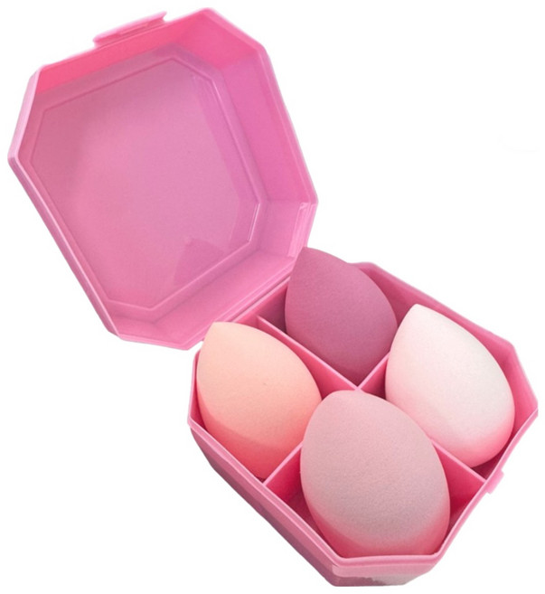 다나몰 퍼프 물방울 메이크업 뷰티소품 에어 4종+사은품증정, 4개, 핑크