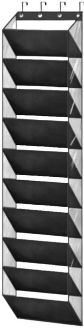 문 뒤 수납 신발 가방 패브릭 신발 수납대 접이식 대용량 일체형 간편 수납 걸이 가방, 10단, 검정색